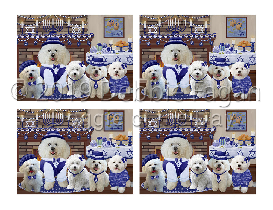 Happy Hanukkah Family Bichon Frise Dogs Placemat