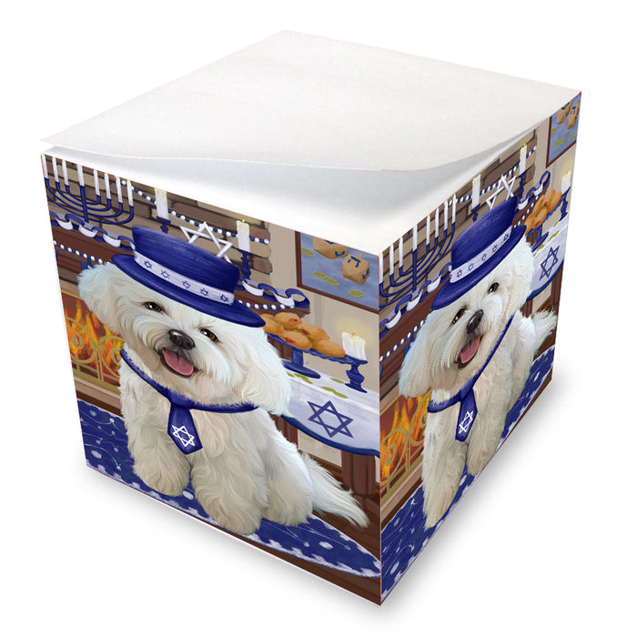 Happy Hanukkah Family Bichon Frise Dogs note cube NOC-DOTD-A56679