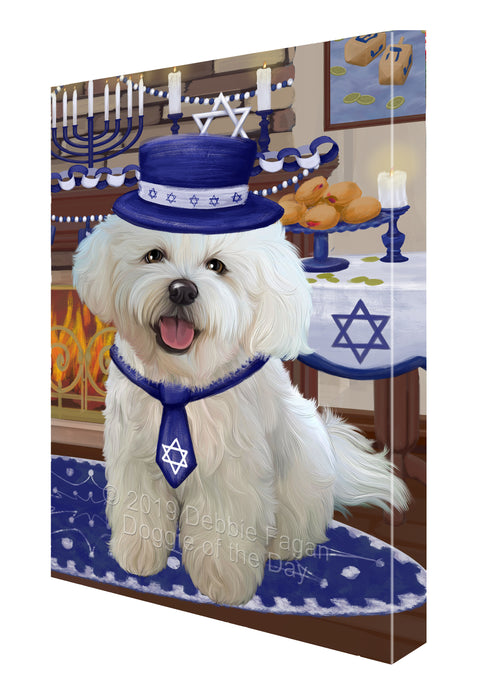 Happy Hanukkah Family and Happy Hanukkah Both Bichon Frise Dog Canvas Print Wall Art Décor CVS140444