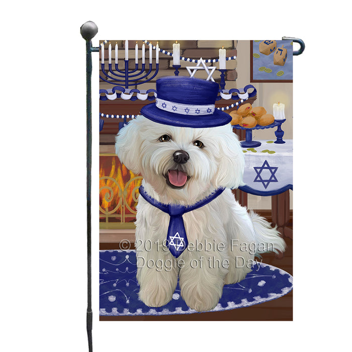 Happy Hanukkah Family and Happy Hanukkah Both Bichon Frise Dog Garden Flag GFLG65695