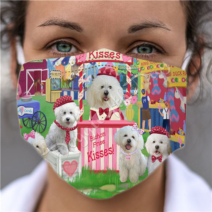 Carnival Kissing Booth Bichon Frise Dogs Face Mask FM48020