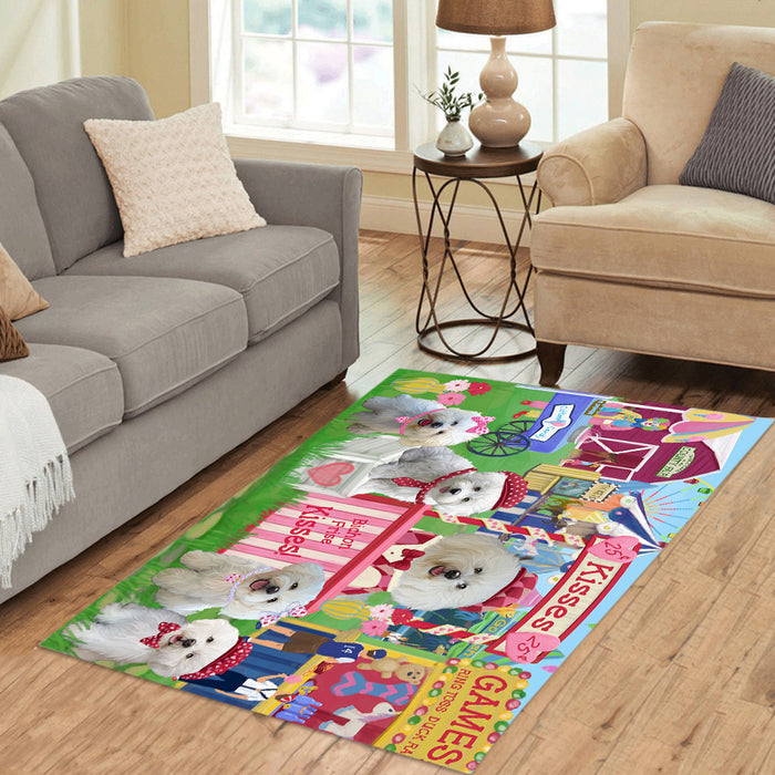 Carnival Kissing Booth Bichon Frise Dogs Area Rug