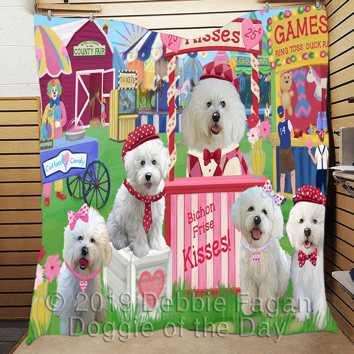 Carnival Kissing Booth Bichon Frise Dogs Quilt