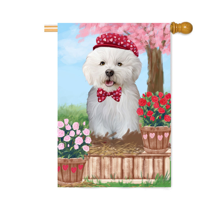 Personalized Rosie 25 Cent Kisses Bichon Frise Dog Custom House Flag FLG64797