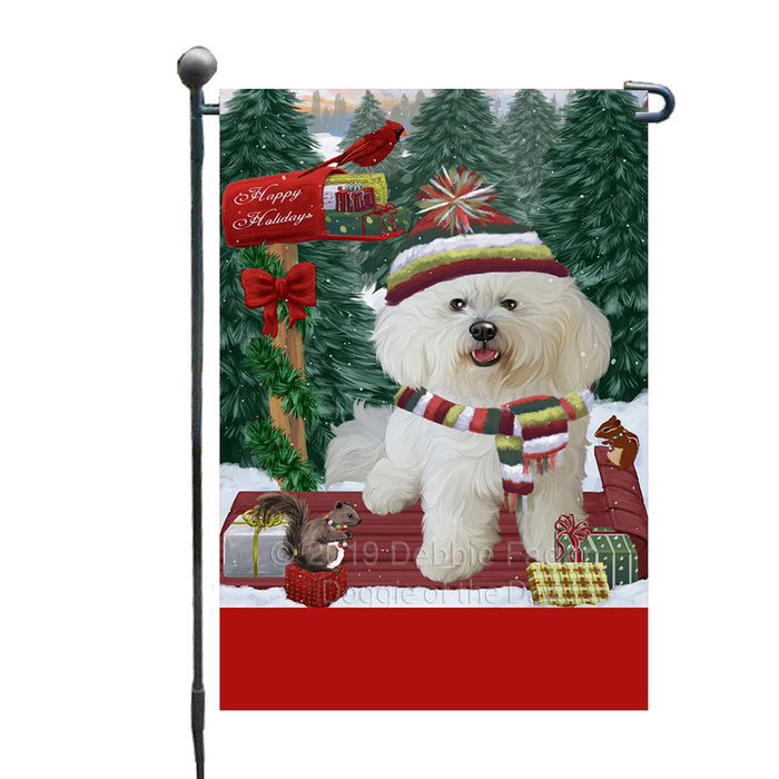 Personalized Merry Christmas Woodland Sled  Bichon Frise Dog Custom Garden Flags GFLG-DOTD-A61504