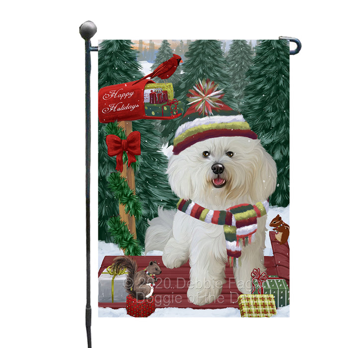 Christmas Woodland Sled Bichon Frise Dog Garden Flags Outdoor Decor for Homes and Gardens Double Sided Garden Yard Spring Decorative Vertical Home Flags Garden Porch Lawn Flag for Decorations GFLG68408