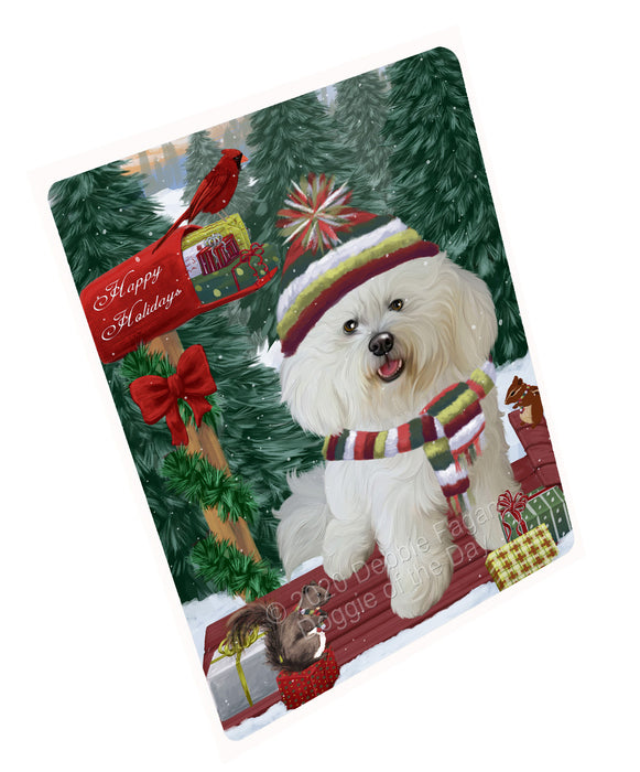 Christmas Woodland Sled Bichon Frise Dog Cutting Board - For Kitchen - Scratch & Stain Resistant - Designed To Stay In Place - Easy To Clean By Hand - Perfect for Chopping Meats, Vegetables, CA83786