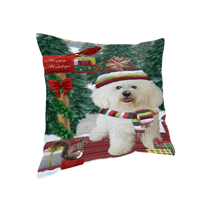 Christmas Woodland Sled Bichon Frise Dog Pillow with Top Quality High-Resolution Images - Ultra Soft Pet Pillows for Sleeping - Reversible & Comfort - Ideal Gift for Dog Lover - Cushion for Sofa Couch Bed - 100% Polyester, PILA93574