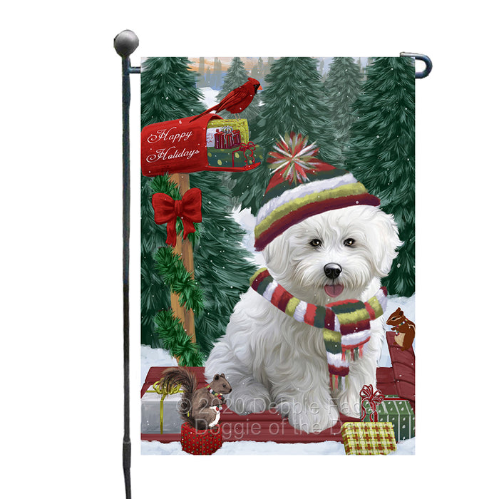 Christmas Woodland Sled Bichon Frise Dog Garden Flags Outdoor Decor for Homes and Gardens Double Sided Garden Yard Spring Decorative Vertical Home Flags Garden Porch Lawn Flag for Decorations GFLG68409
