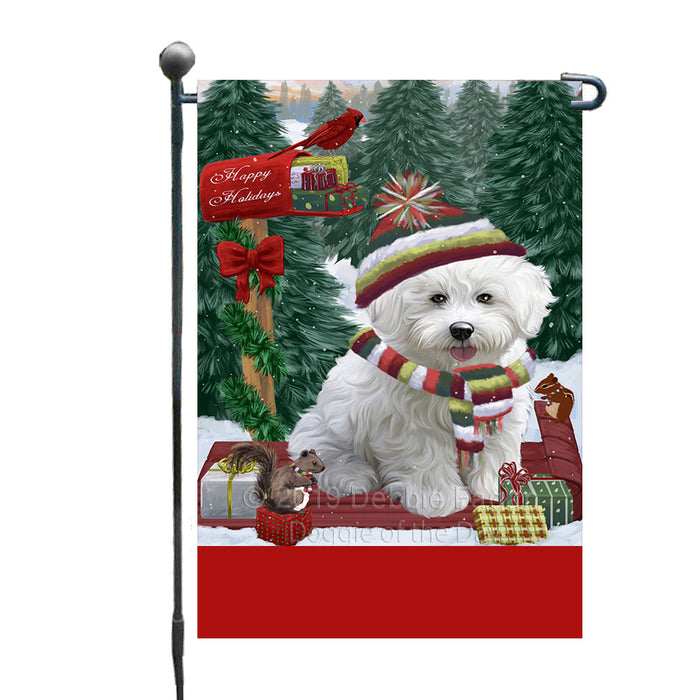Personalized Merry Christmas Woodland Sled  Bichon Frise Dog Custom Garden Flags GFLG-DOTD-A61505