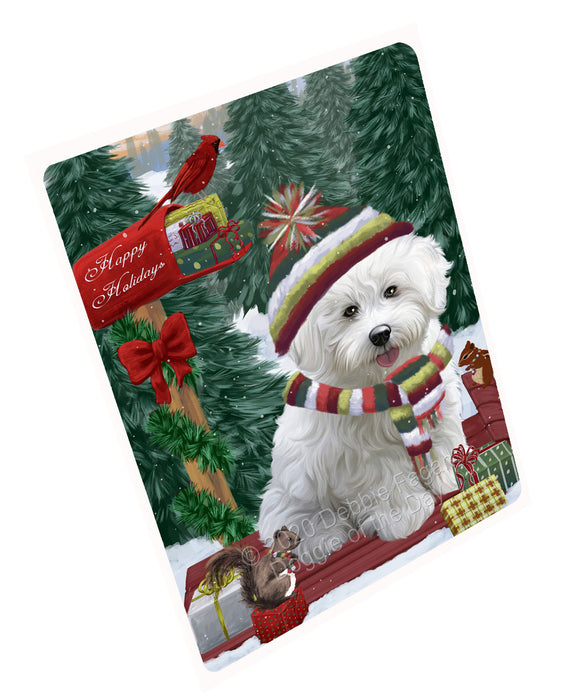 Christmas Woodland Sled Bichon Frise Dog Cutting Board - For Kitchen - Scratch & Stain Resistant - Designed To Stay In Place - Easy To Clean By Hand - Perfect for Chopping Meats, Vegetables, CA83788