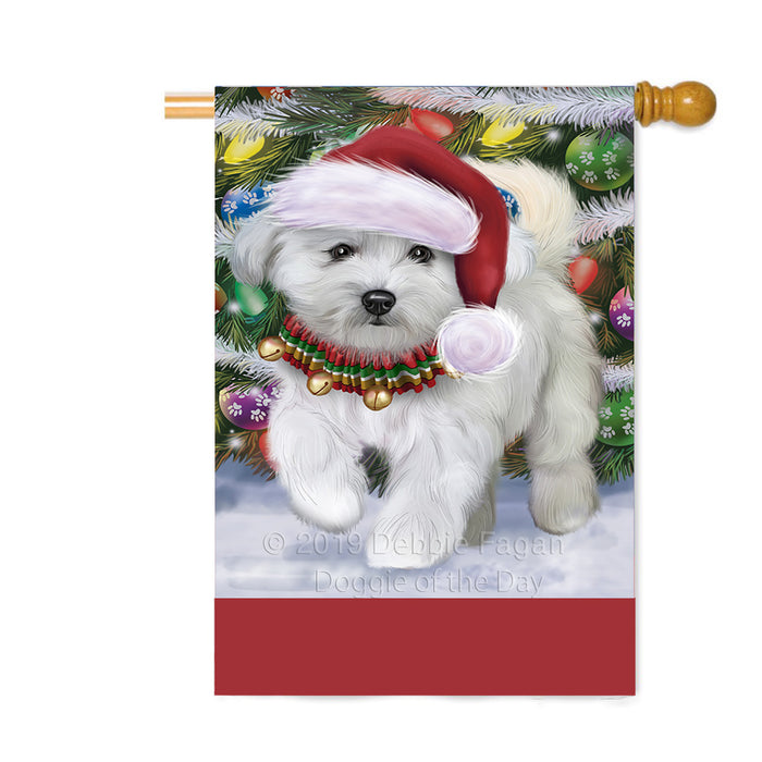 Personalized Trotting in the Snow Bichon Frise Dog Custom House Flag FLG-DOTD-A60731