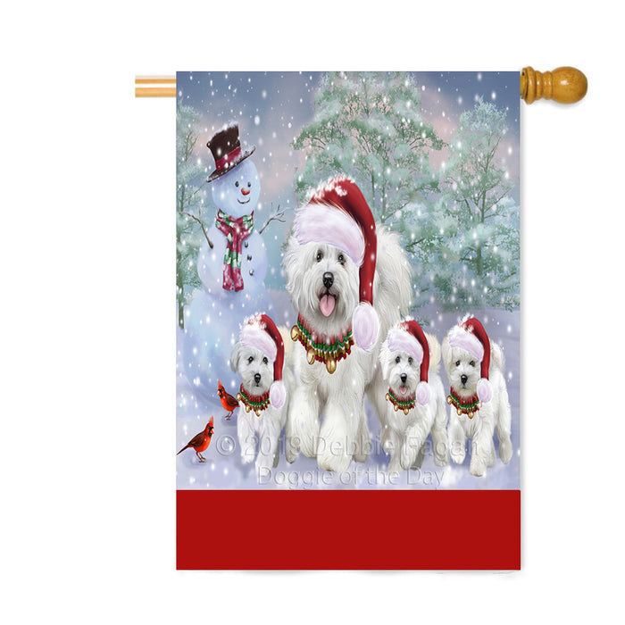 Personalized Christmas Running Family Bichon Frise Dogs Custom House Flag FLG-DOTD-A60374