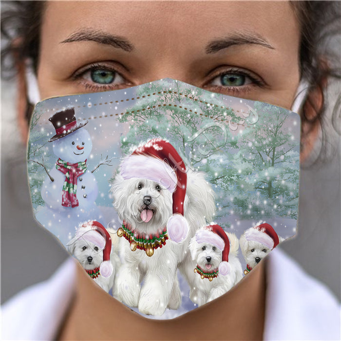 Christmas Running Fammily Bichon Frise Dogs Face Mask FM48697