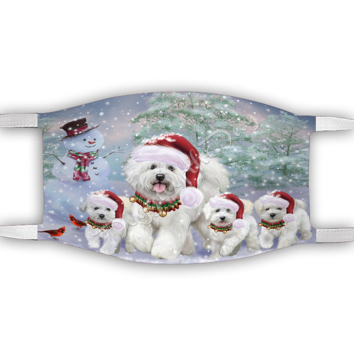 Christmas Running Fammily Bichon Frise Dogs Face Mask FM48697