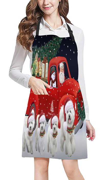 Christmas Express Delivery Red Truck Running Bichon Frise Dogs Apron Apron-48104