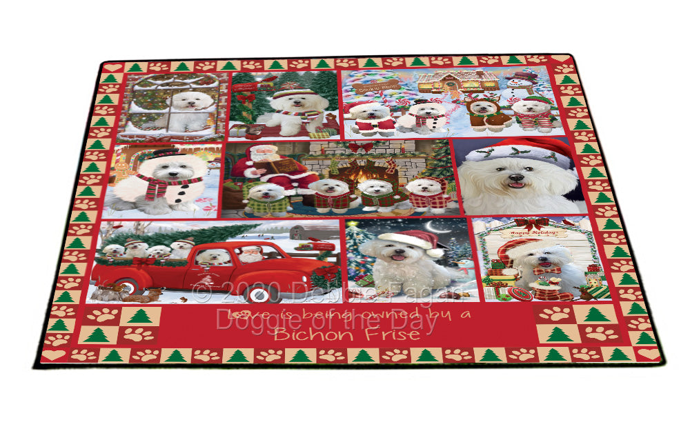 Love is Being Owned Christmas Bichon Frise Dogs Floormat FLMS54781