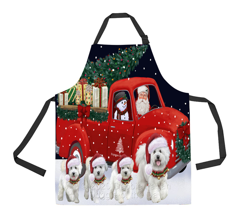 Christmas Express Delivery Red Truck Running Bichon Frise Dogs Apron Apron-48104