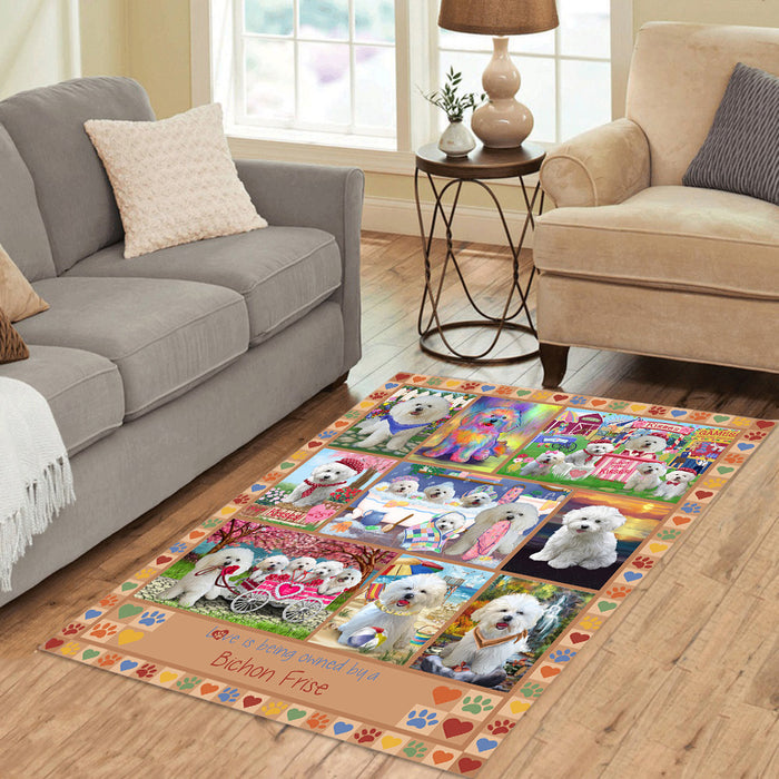 Love is Being Owned Bichon Frise Dog Beige Area Rug
