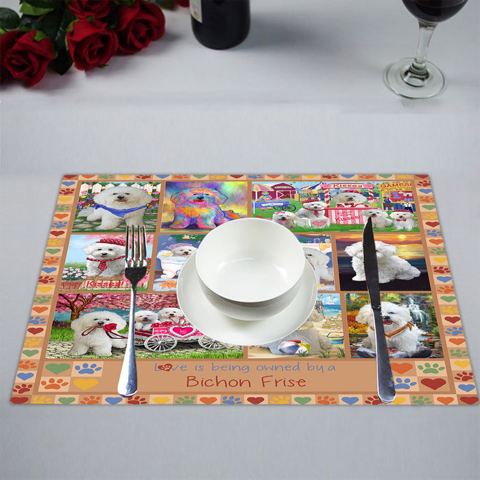 Love is Being Owned Bichon Frise Dog Beige Placemat