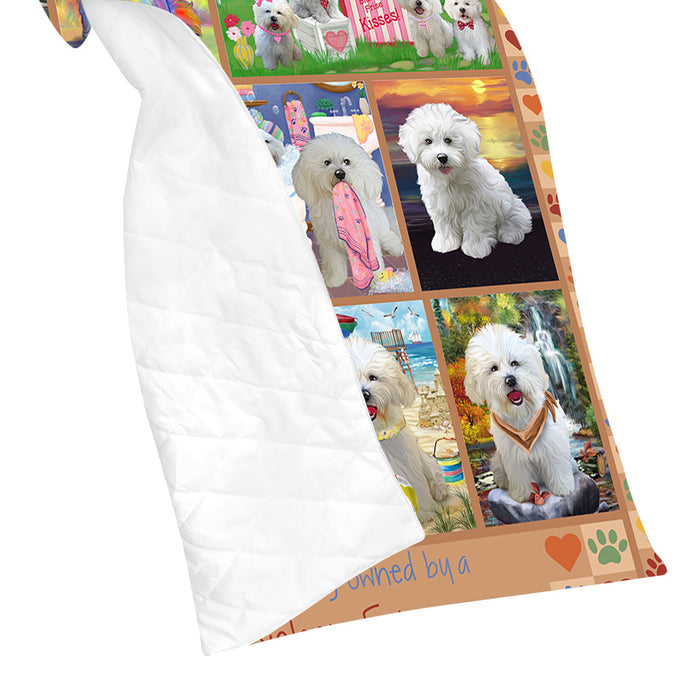 Love is Being Owned Bichon Frise Dog Beige Quilt
