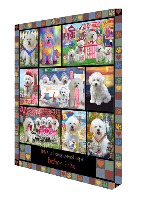 Love is Being Owned Bichon Frise Dog Grey Canvas Print Wall Art Décor CVS137681
