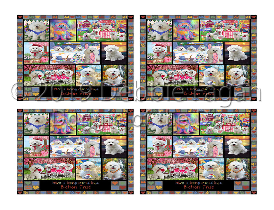 Love is Being Owned Bichon Frise Dog Grey Placemat