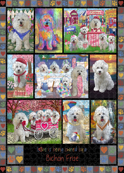 Love is Being Owned Bichon Frise Dog Grey Puzzle with Photo Tin PUZL98272