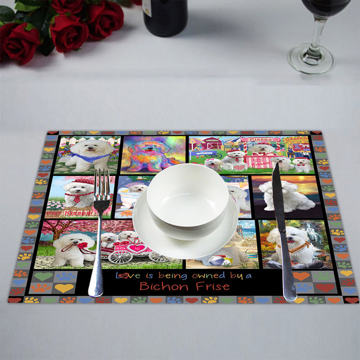 Love is Being Owned Bichon Frise Dog Grey Placemat