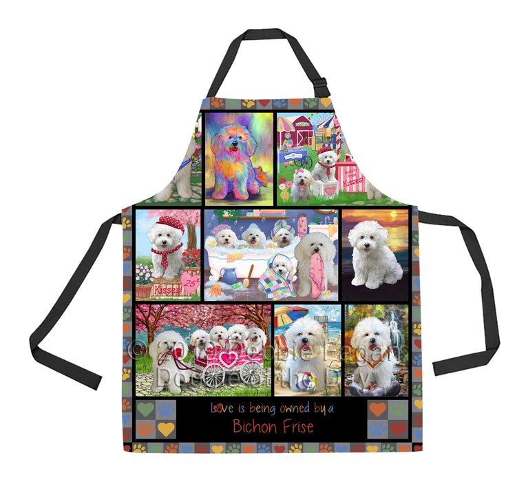 Love is Being Owned Bichon Frise Dog Grey Apron