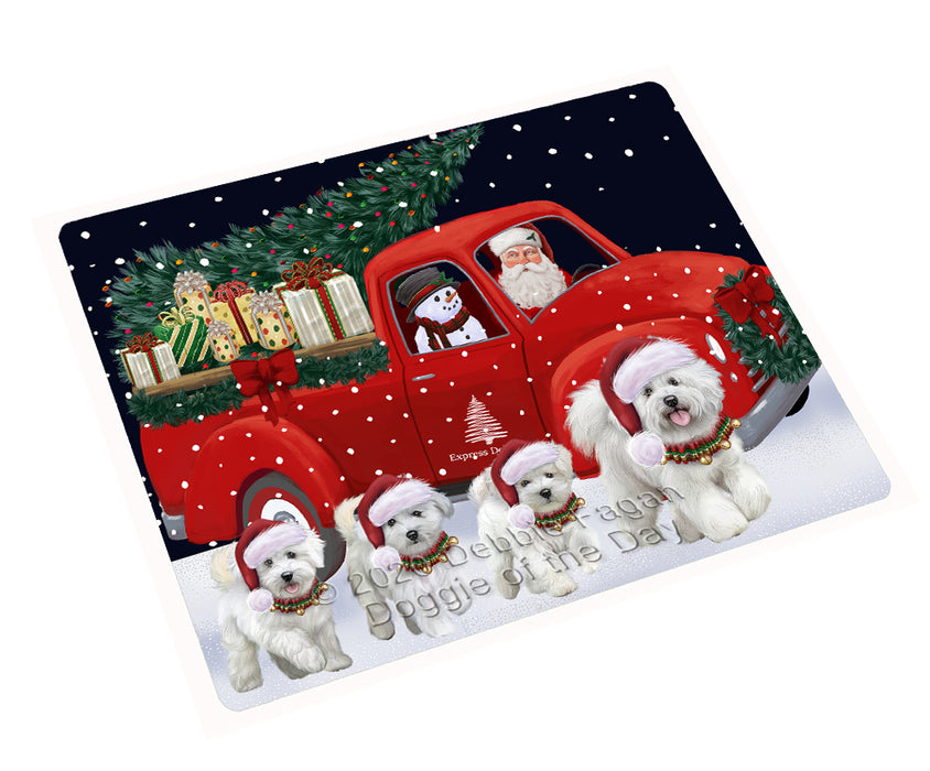 Christmas Express Delivery Red Truck Running Bichon Frise Dogs Cutting Board - Easy Grip Non-Slip Dishwasher Safe Chopping Board Vegetables C77737
