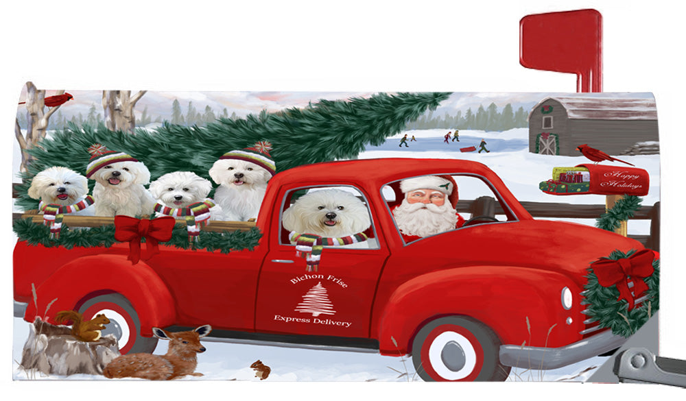 Magnetic Mailbox Cover Christmas Santa Express Delivery Bichon Frises Dog MBC48296