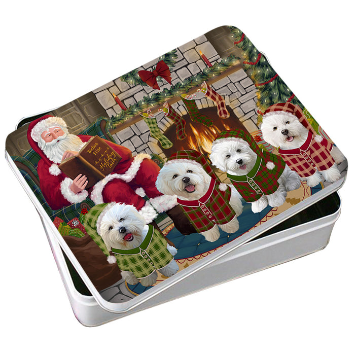 Christmas Cozy Holiday Tails Bichon Frises Dog Photo Storage Tin PITN55044