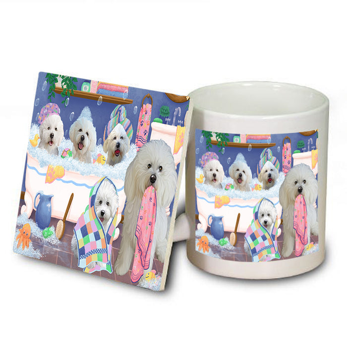 Rub A Dub Dogs In A Tub Bichon Frises Dog Mug and Coaster Set MUC56757