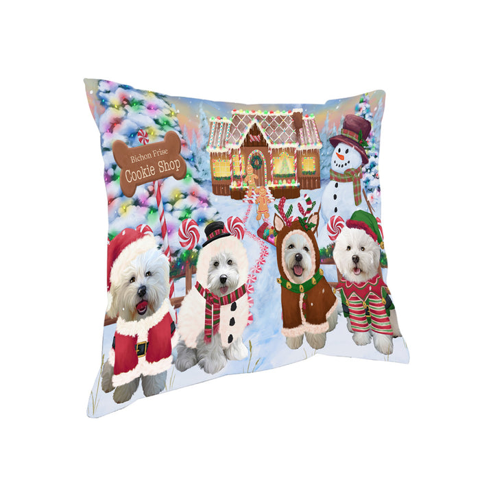 Holiday Gingerbread Cookie Shop Bichon Frises Dog Pillow PIL78720