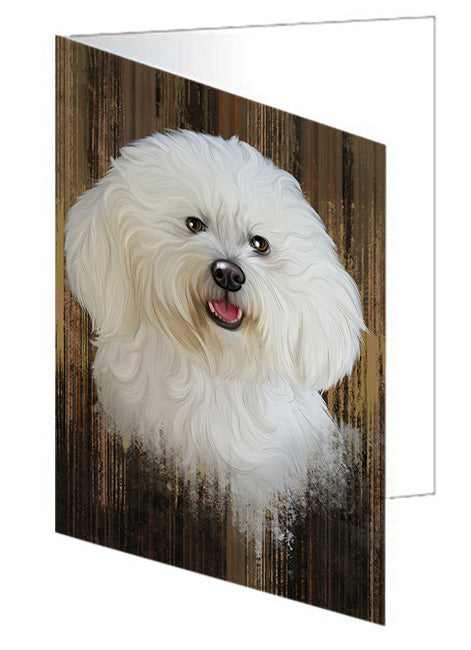 Rustic Bichon Frise Dog Handmade Artwork Assorted Pets Greeting Cards and Note Cards with Envelopes for All Occasions and Holiday Seasons GCD55055