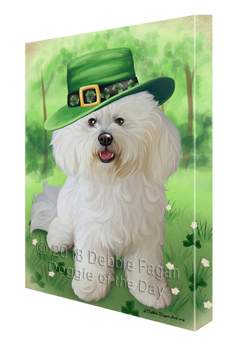 St. Patricks Day Irish Portrait Bichon Frise Dog Canvas Wall Art CVS58809