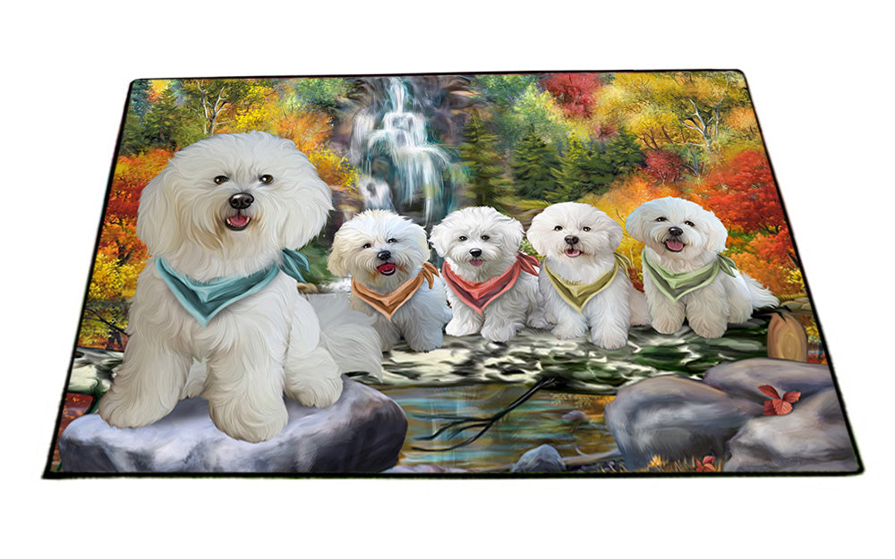 Scenic Waterfall Bichon Frises Dog Floormat FLMS50052