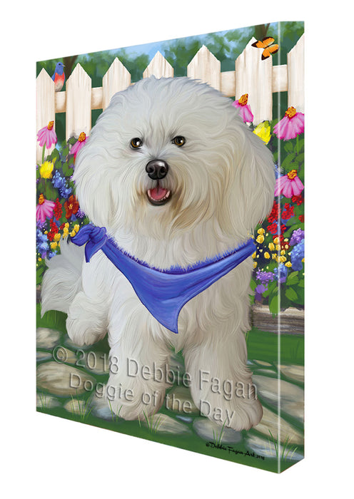 Spring Floral Bichon Frise Dog Canvas Wall Art CVS63880