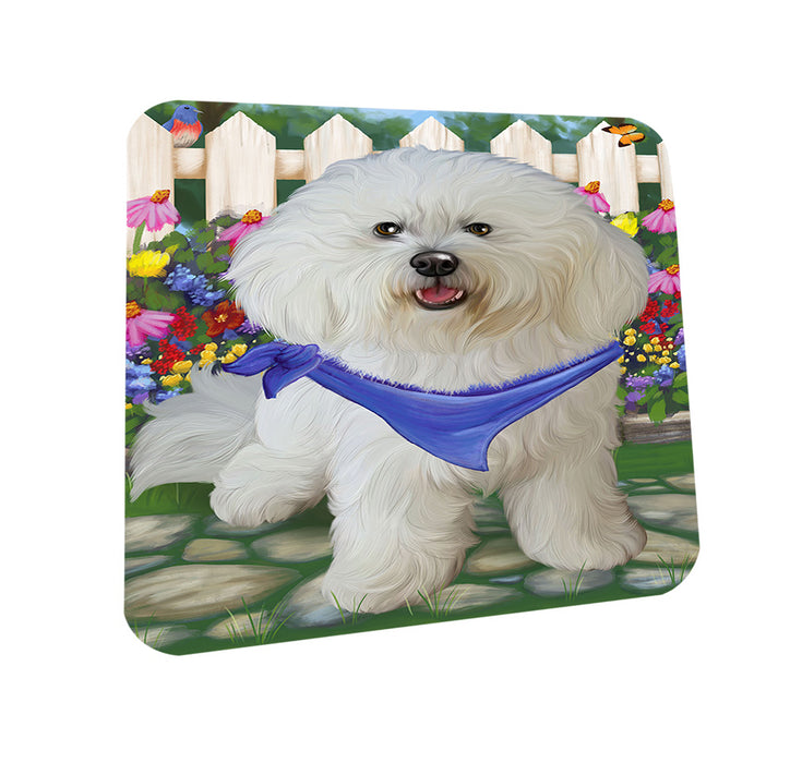 Spring Floral Bichon Frise Dog Coasters Set of 4 CST49751