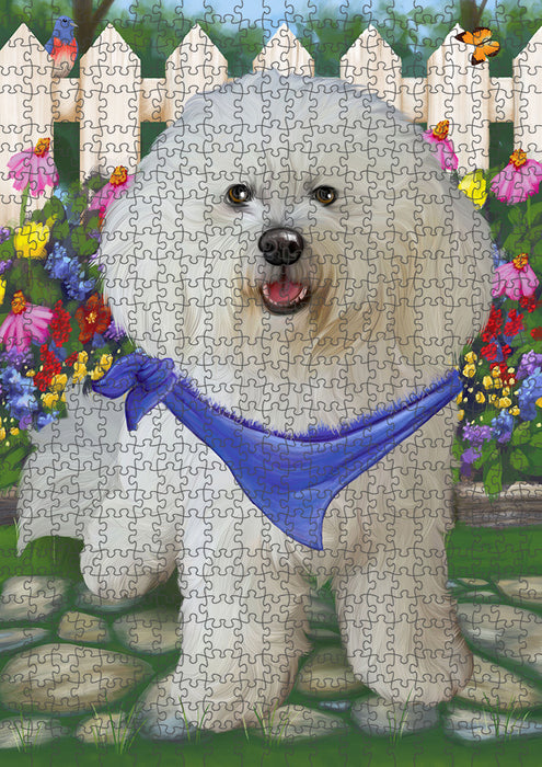 Spring Floral Bichon Frise Dog Puzzle with Photo Tin PUZL53082