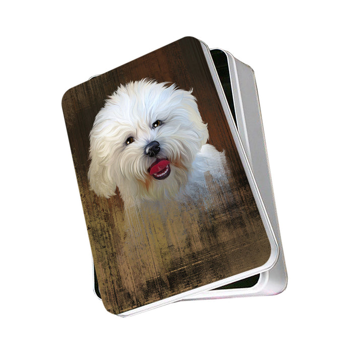 Rustic Bichon Frise Dog Photo Storage Tin PITN50343