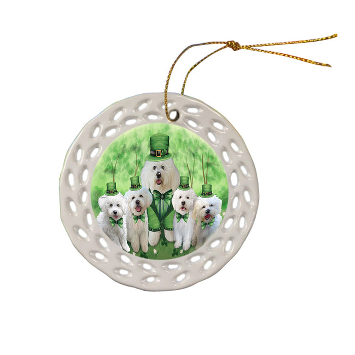St. Patricks Day Irish Family Portrait Bichon Frises Dog Ceramic Doily Ornament DPOR49325