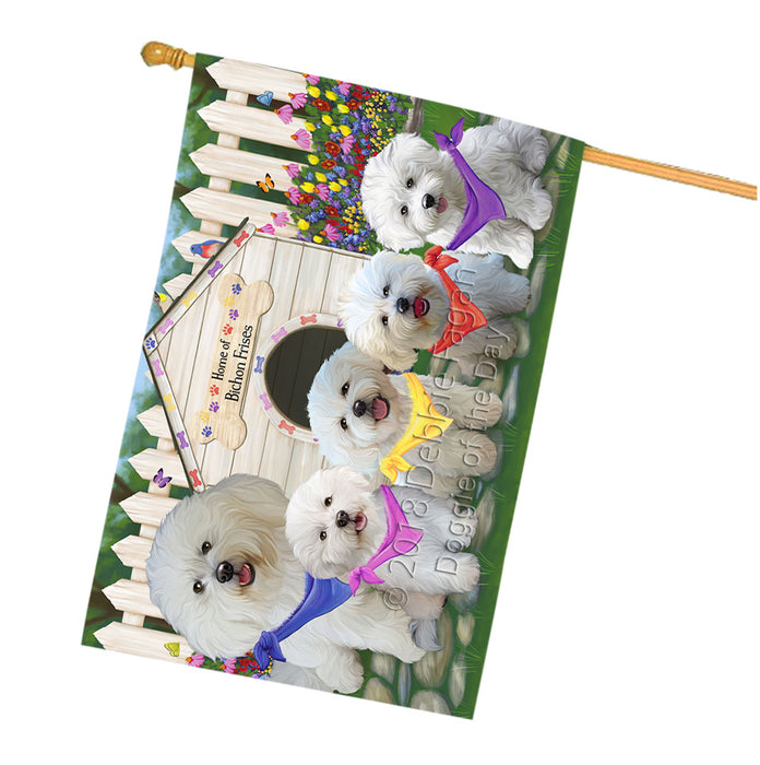 Spring Dog House Bichon Frises Dog House Flag FLG49758