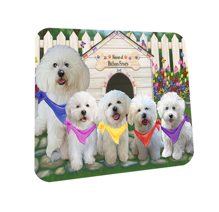 Spring Dog House Bichon Frises Dog Coasters Set of 4 CST49752