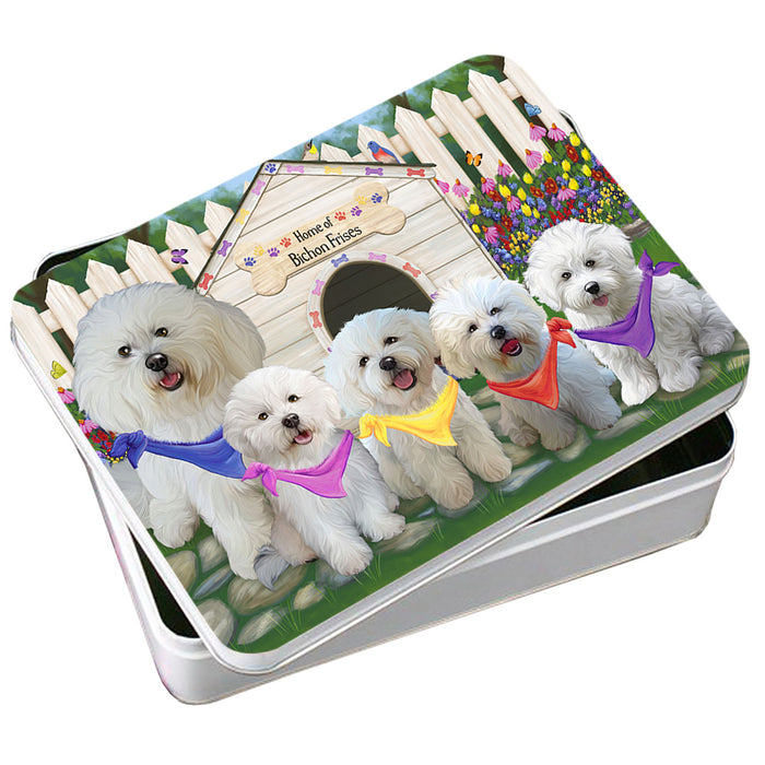 Spring Dog House Bichon Frises Dog Photo Storage Tin PITN49793