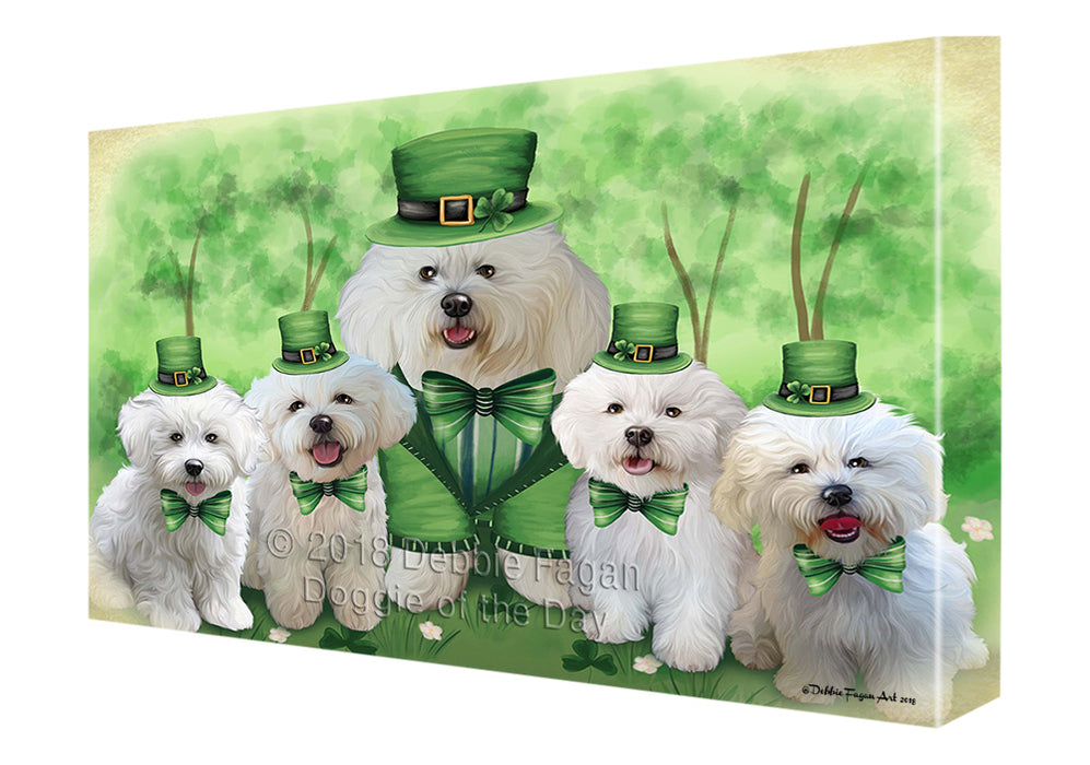 St. Patricks Day Irish Family Portrait Bichon Frises Dog Canvas Wall Art CVS58818