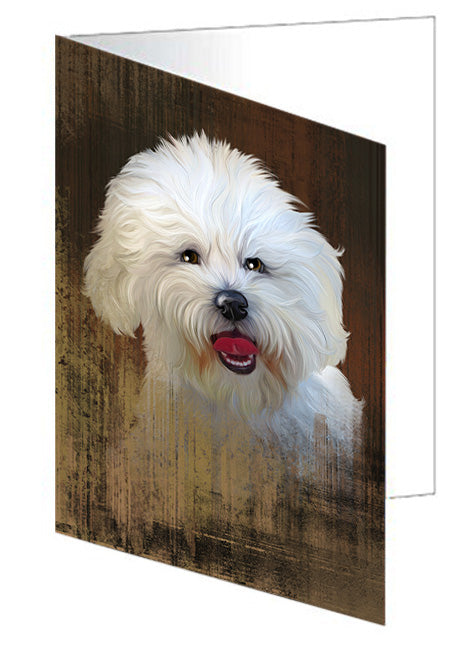 Rustic Bichon Frise Dog Handmade Artwork Assorted Pets Greeting Cards and Note Cards with Envelopes for All Occasions and Holiday Seasons GCD55058