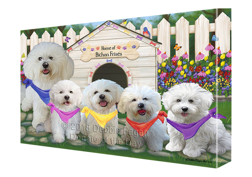 Spring Dog House Bichon Frises Dog Canvas Wall Art CVS63889