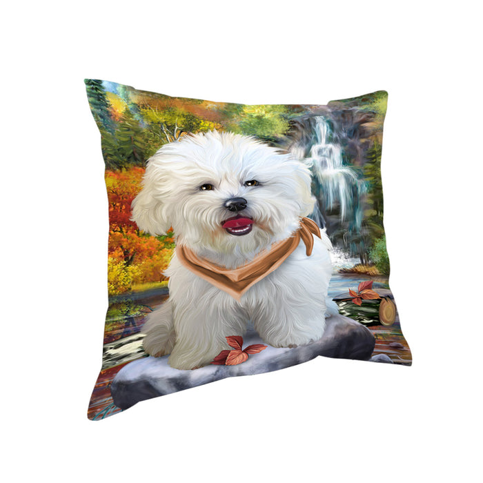 Scenic Waterfall Bichon Frise Dog Pillow PIL54656